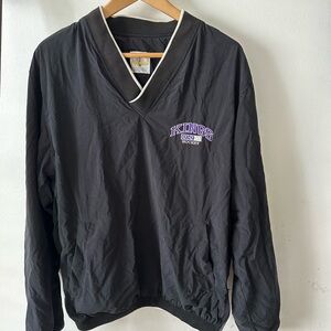 Black V-Neck Pullover with Gray Trim